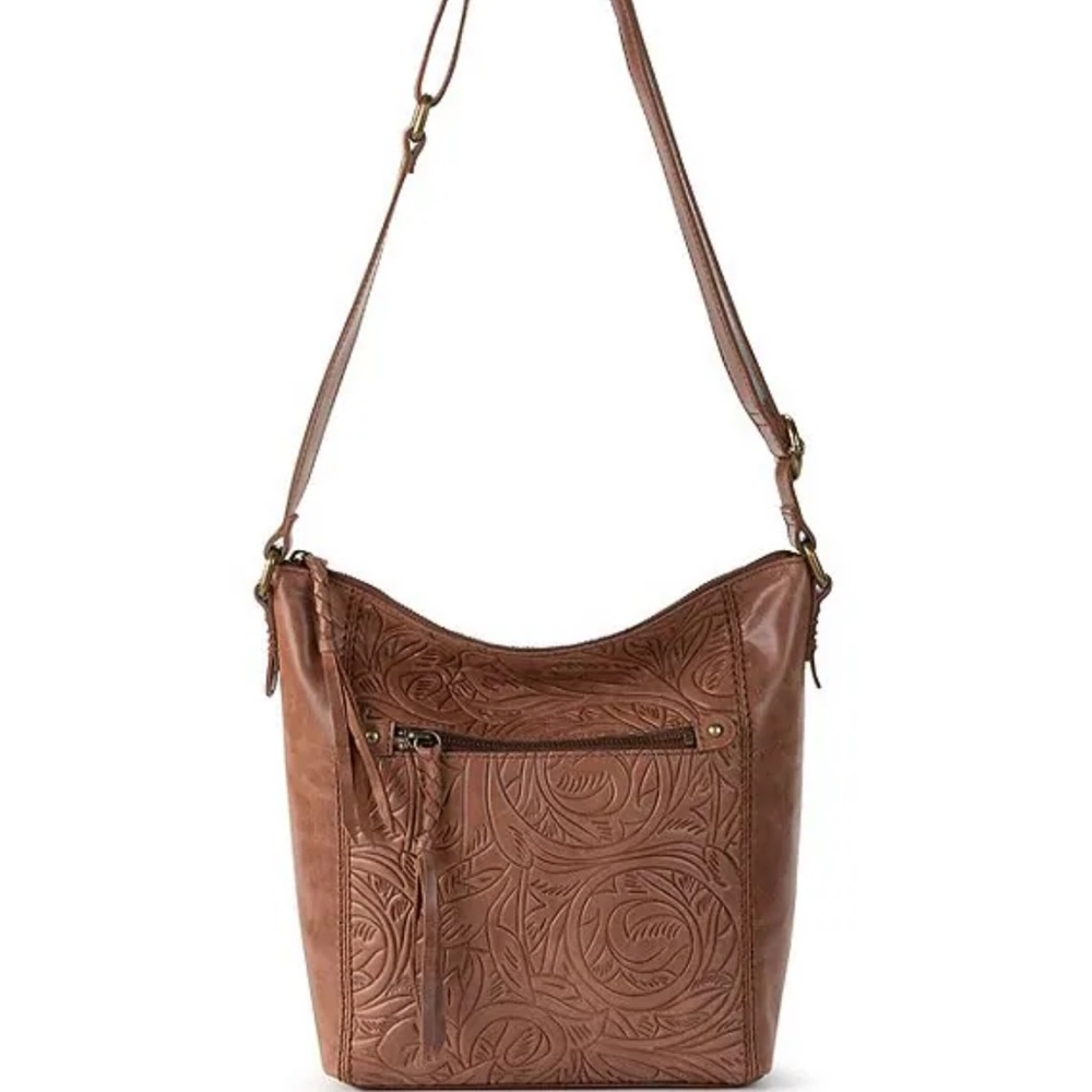 THE SAK Ashland Floral Embossed Leather Zip Crosby Body Bag